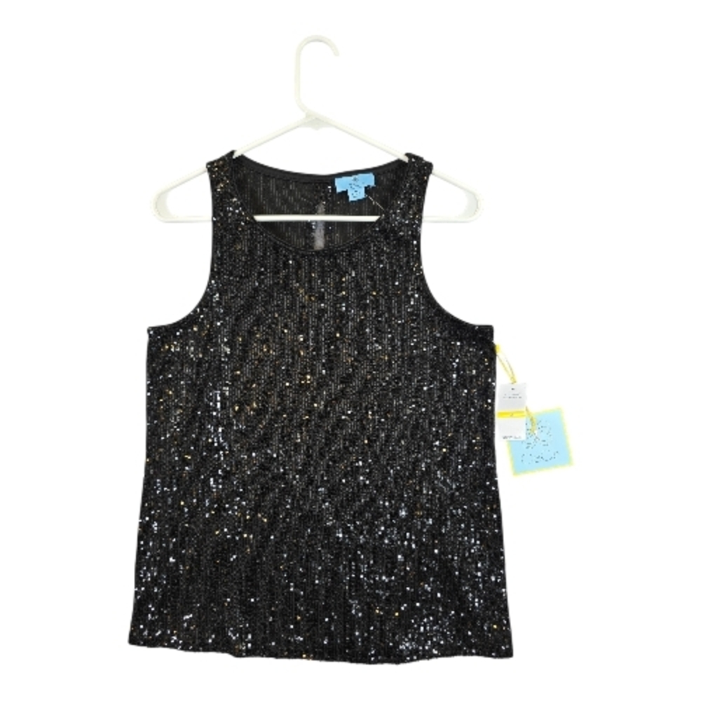 CeCe Sparkling Black Sequin Tank Top